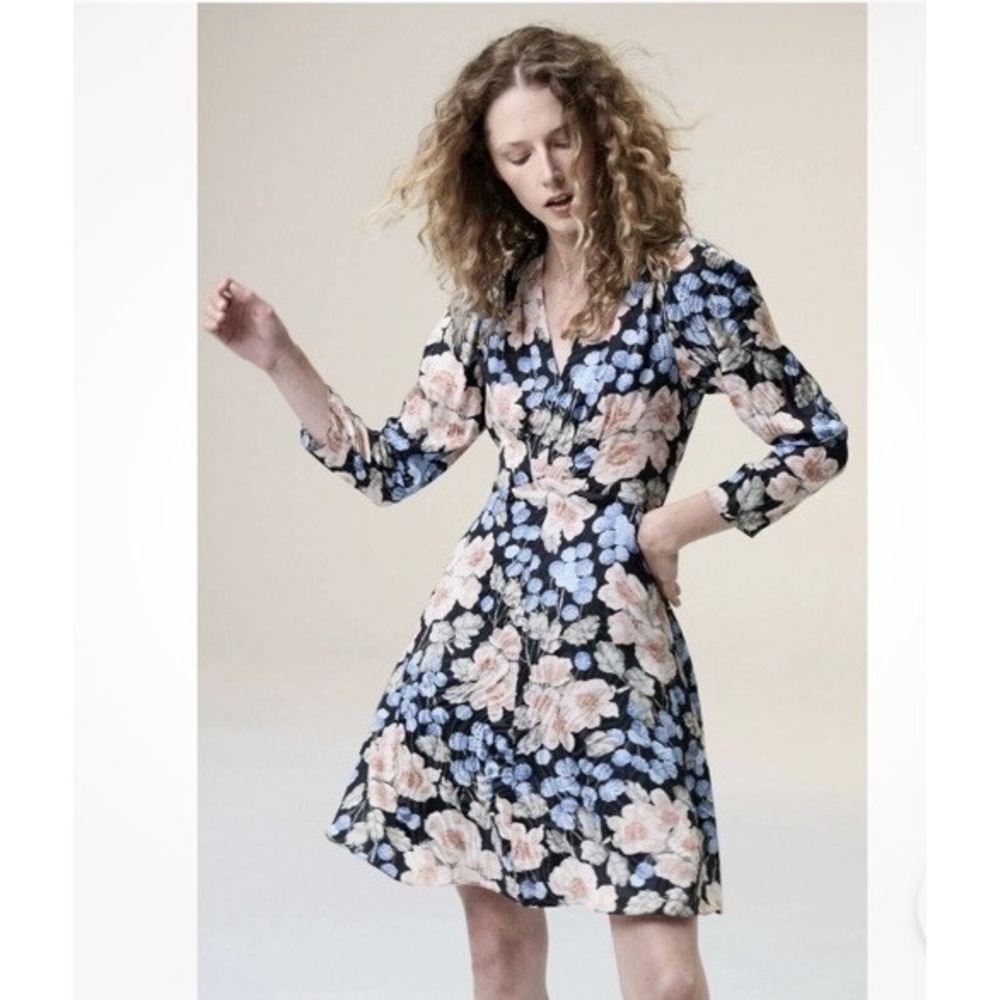 NEW Rebecca Taylor LS Rose Dress 16 Floral Silk Blend $395